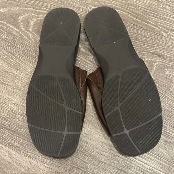 VTG 90s Cherokee Roberta Brown Leather Slide Sandals Wedge Mules 9 Boho Grunge - Picture 6 of 9